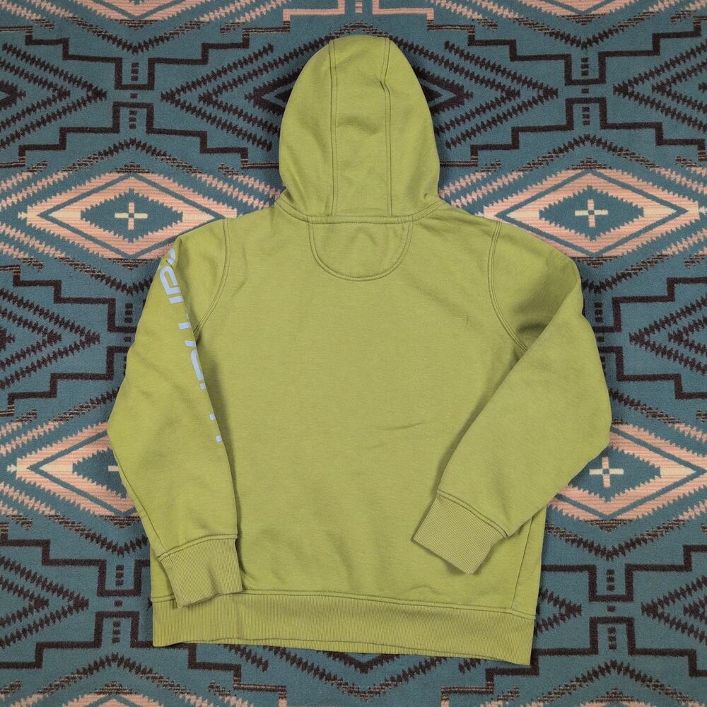 Women's Large (12-14) Carhartt Relaxed Fit Midweight Sleeve Logo Hoodie Green - Picture 2 of 5